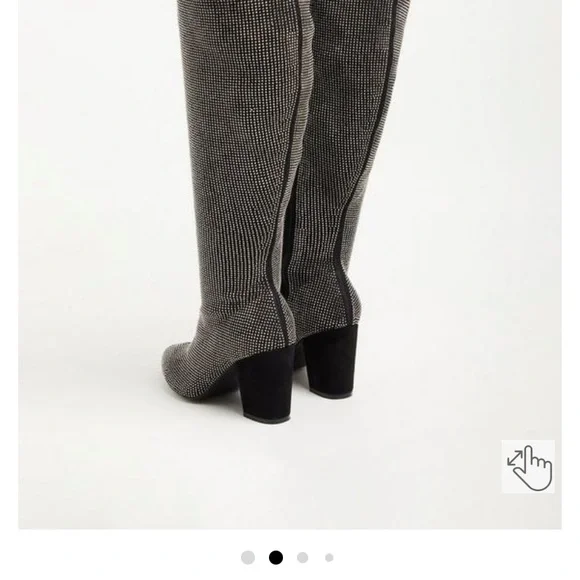 OVER THE KNEE HEEL BOOT - STRETCH KNIT STUDDED BLACK (WW) - Picture 2 of 10